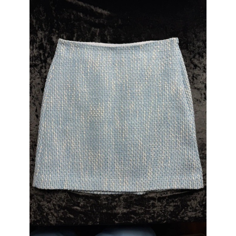 LOFT Womens Size 0‎ Blue White Tweed A-Line Mini Skirt Lined SP24